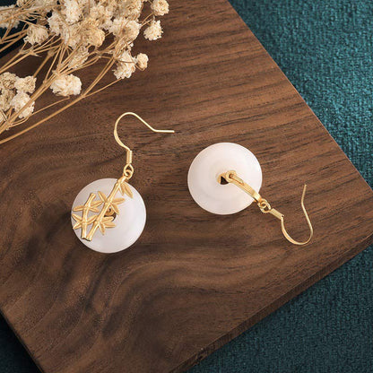 Mythstone FengShui White Jade Fortune Earrings