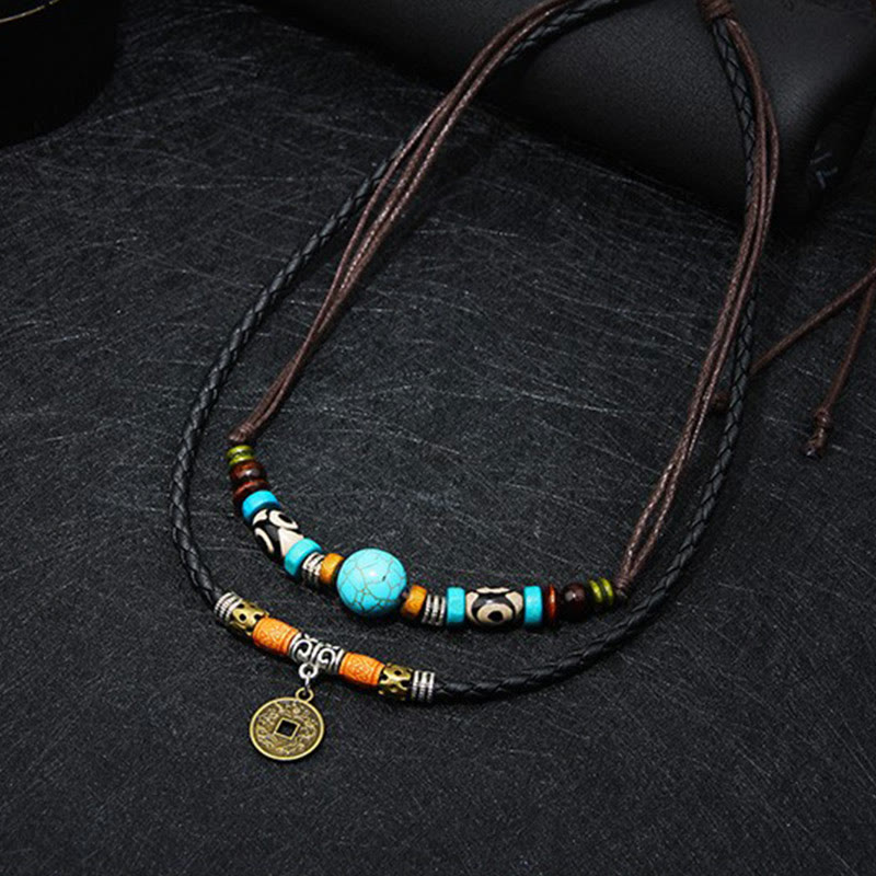 Mythstone Turquoise Dzi Bead Protection Necklace