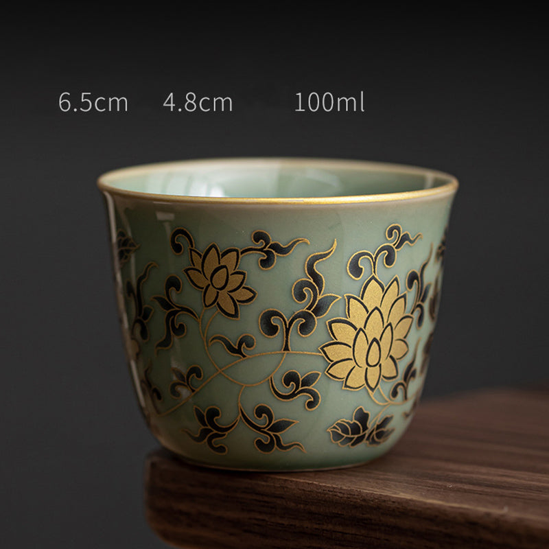 Mythstone Butterfly Flower Lotus Koi Fish Plum Blossom Ceramic Teacup Kung Fu Tea Cup 100ml