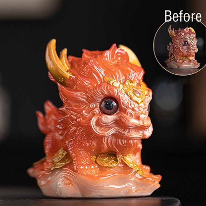 Mythstone Color Changing Small Kirin Resin Tea Pet Home Figurine Decoration