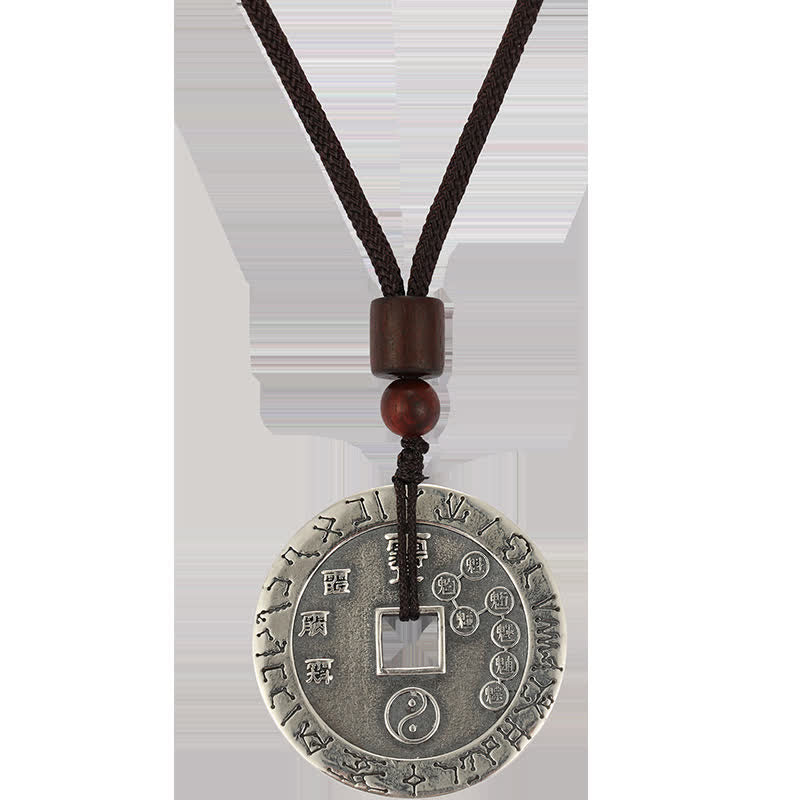 Mythstone Bagua Yin Yang Copper Coin Star Balance Energy Necklace Pendant