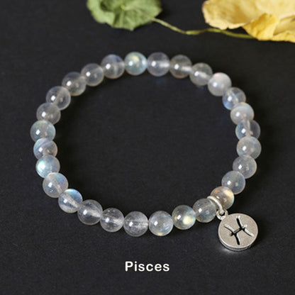 12 Constellations of the Zodiac Moonstone Charming Bracelet