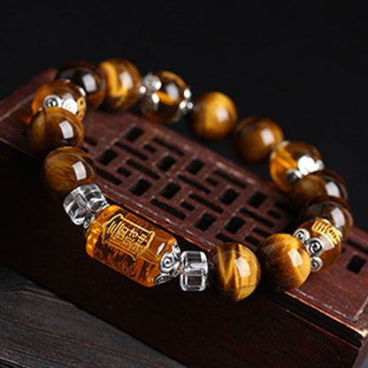 MythStone Tiger Eye Bead Fortune Prosperity Bracelet