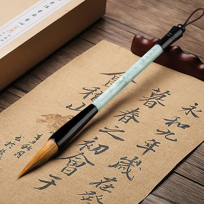 Mythstone Natural Jade Luck Chinese Calligraphy Brush Pen Chinese Writing Brush With Gift Box