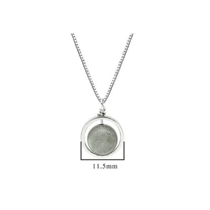 Mythstone 925 Sterling Silver Moonstone Love Planet Rotatable Pattern Necklace Pendant