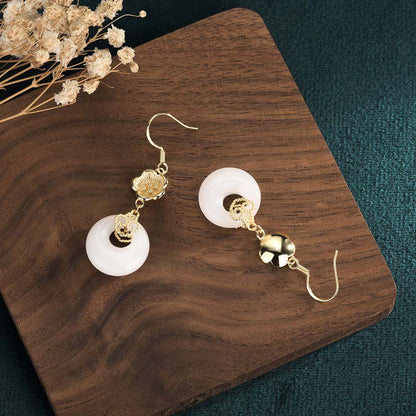 Mythstone FengShui White Jade Blessing Drop Earrings