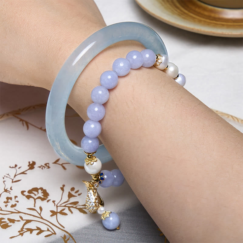 Mythstone Inner Peace And Stress Relief Aquamarine Jade Blue Bracelet Bangle Bundle