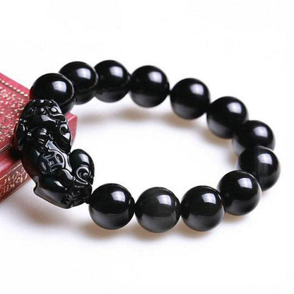 Mythstone FengShui PiXiu Obsidian Wealth Bracelet