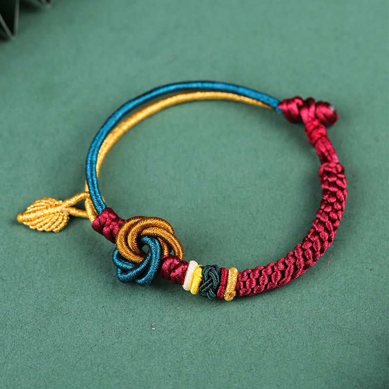 Mythstone Tibetan Handmade Mandala Knot Leaf Luck Rope Bracelet