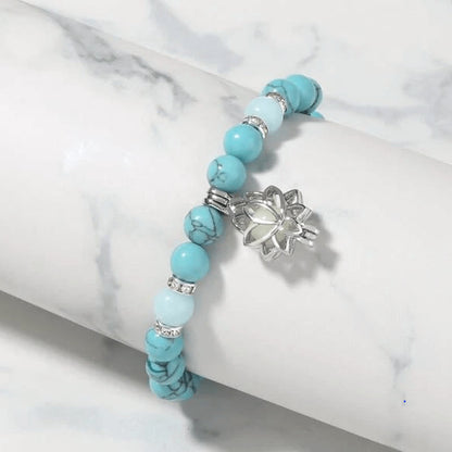 MythStone Tibetan Turquoise Glowstone Luminous Bead Lotus Protection Bracelet