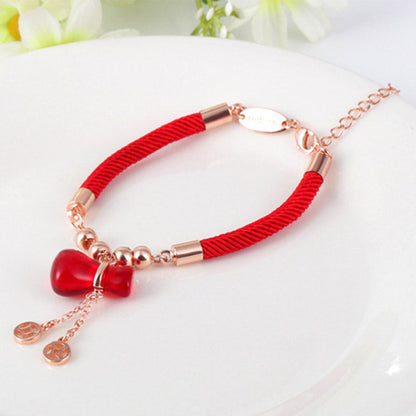 Mythstone Wealth Attractor Red Agate Red Rope Bracelet