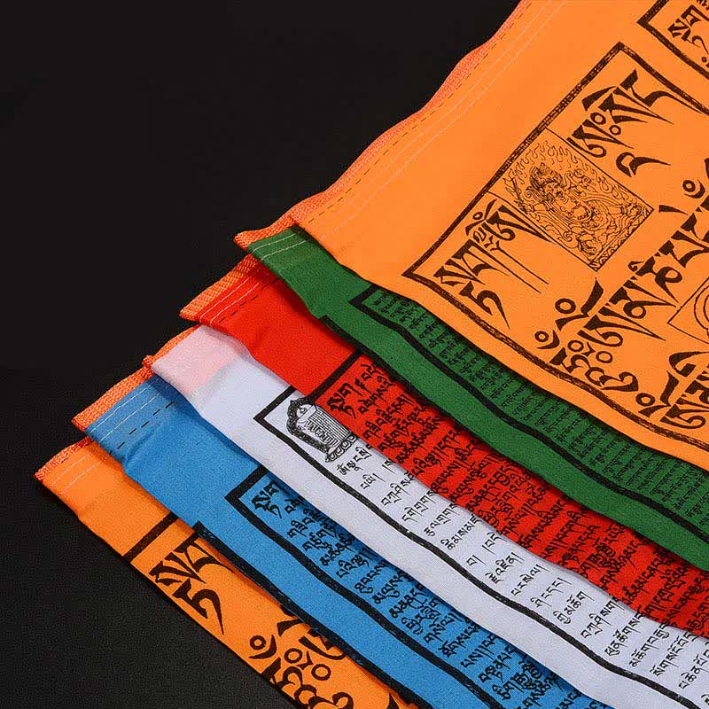 Mythstone Tibetan 5 Colors Silk Windhorse Auspicious Outdoor 25 Pcs Prayer Flag