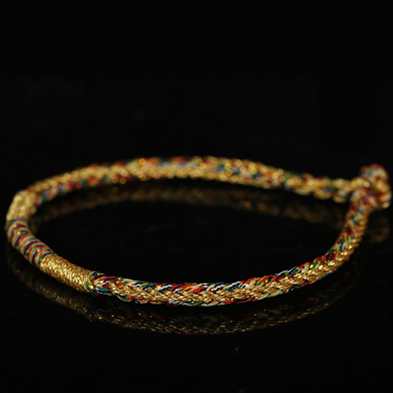 Mythstone Handmade Gold Multicolored Rope Protection Braided Bracelet Anklet