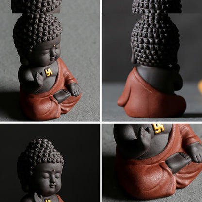 Mythstone Small Buddha Serenity Purple Clay Home Desk Decoration