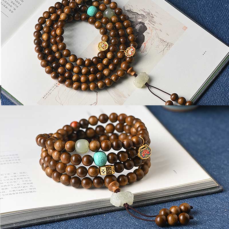 Mythstone Tibetan Rosewood Protection Calm Bracelet Mala