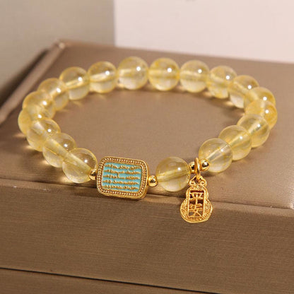 Mythstone Natural Citrine Five Scriptures Generosity Bracelet