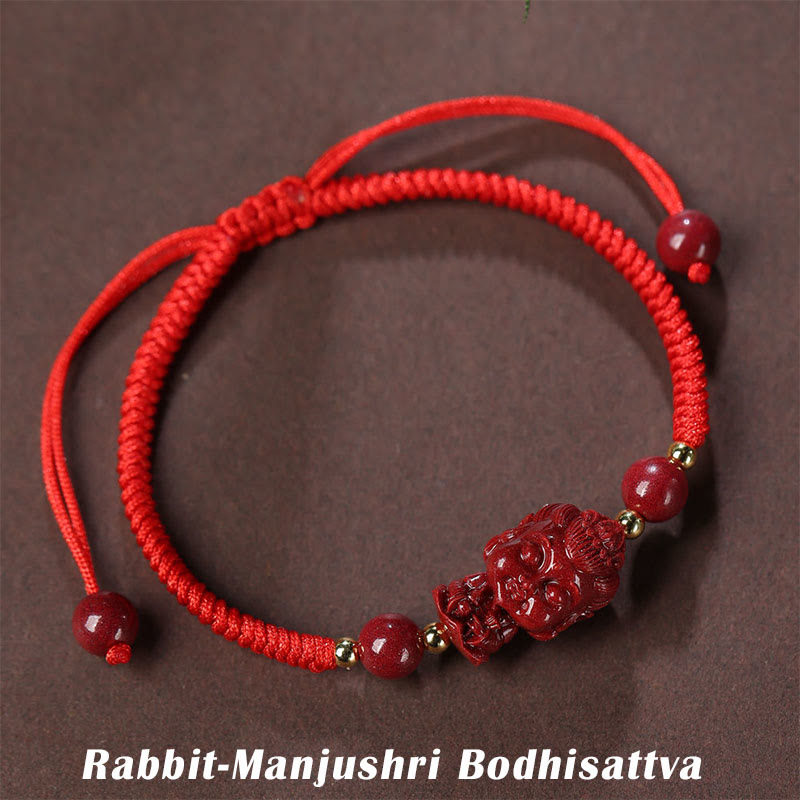 Mythstone Chinese Zodiac Natal Buddha Cinnabar Amulet Blessing String Bracelet