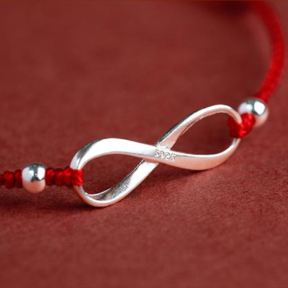 Mythstone 925 Sterling Silver Endless Knot Protection Luck Red String Bracelet Anklet