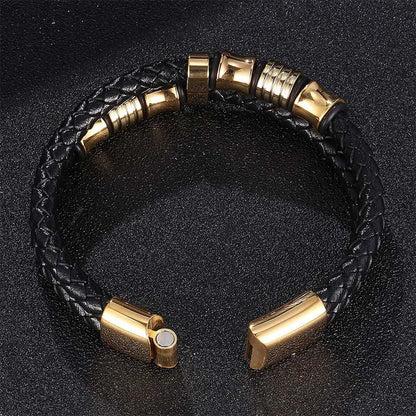 Mythstone Layered Leather Weave Fortune Bracelet