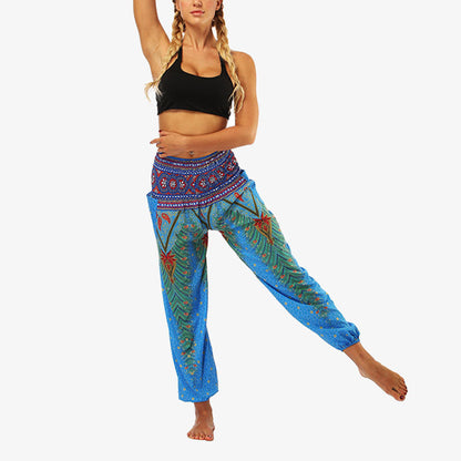 Mythstone Hippie Pants Baggy Boho High Waist Lounge Trousers with Pockets Women's Yoga Pants