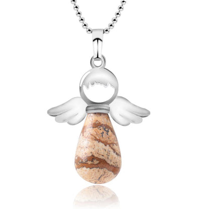 Colgante de cristal natural con alas de ángel de Mythstone para la suerte 