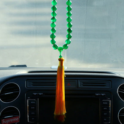 Mythstone Natural Green Agate Wrist Mala Power Tassels Pocket Mala Car Decoration