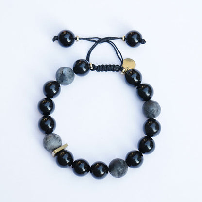 Pulsera purificadora con piedra de obsidiana negra y purpurina negra Mythstone 