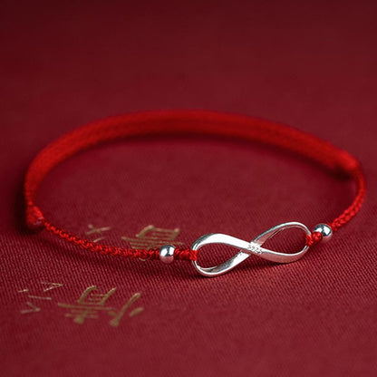 Mythstone 925 Sterling Silver Endless Knot Protection Luck Red String Bracelet Anklet