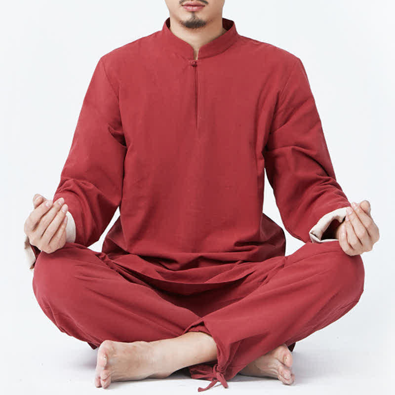 Mythstone Spiritual Zen Meditation Yoga Prayer Practice Cotton Linen Clothing Men's Set