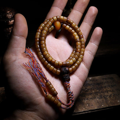 Mythstone Tibet 108 Mala Beads Yak Bone Amber Balance Bracelet