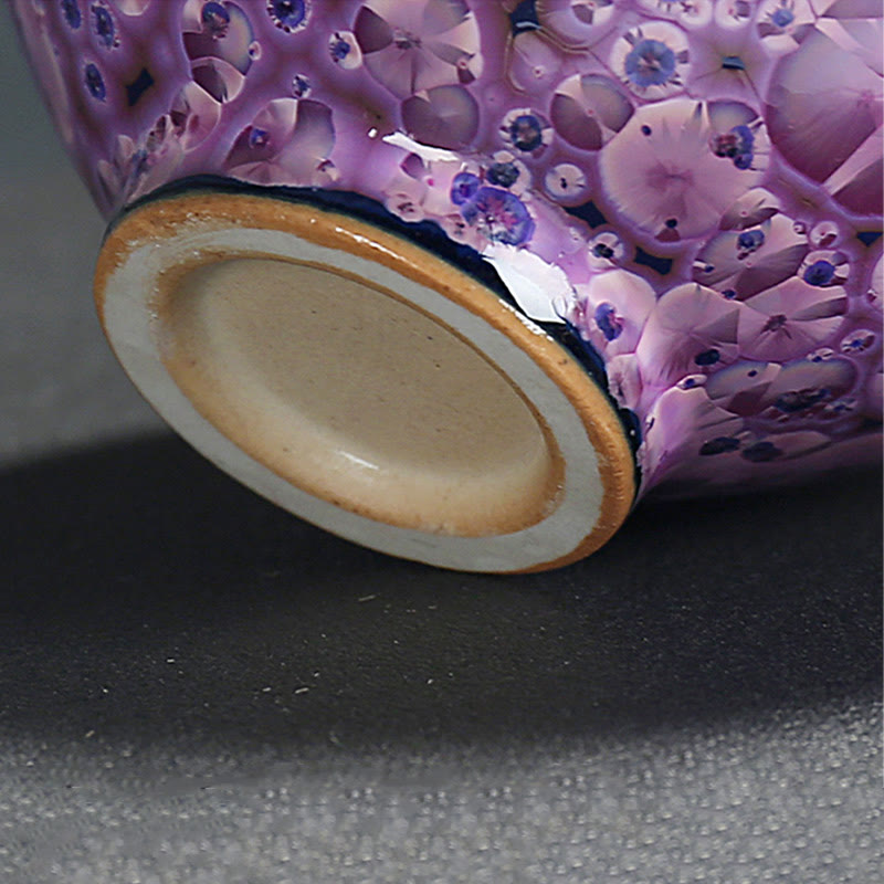 Mythstone Colorful Iris Flowers Chinese Jianzhan Kiln Change Porcelain Teacup Tenmoku Kung Fu Tea Cup