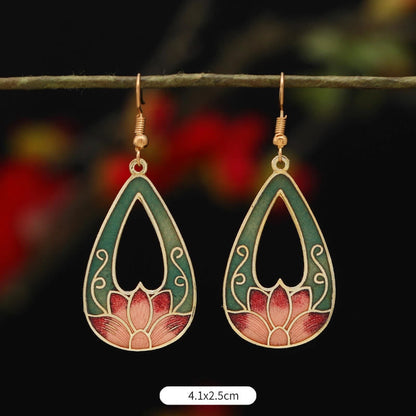 Mythstone Lotus Butterfly Flower Alloy Copper Enlightenment Drop Earrings