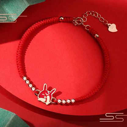 Mythstone 925 Sterling Silver Chinese Zodiac Luck Faith Discolor Red String Bracelet