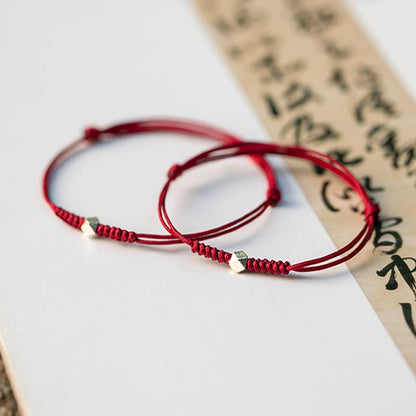 Mythstone 925 Sterling Silver Luck Bead Protection Red String Braided Bracelet