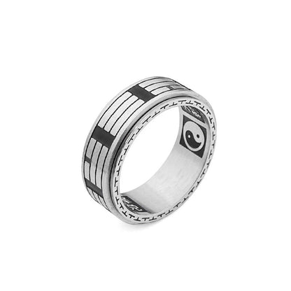 Mythstone Bagua Yin Yang Titanium Steel Balance Rotatable Ring