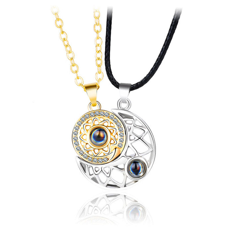 Mythstone Magnetic Sun Moon Couple Heart Protection Necklace Pendant