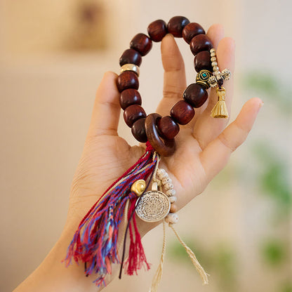 Pulsera de amuleto de la suerte y la riqueza con semillas de Bodhi de Rudraksha del Tíbet Mythstone