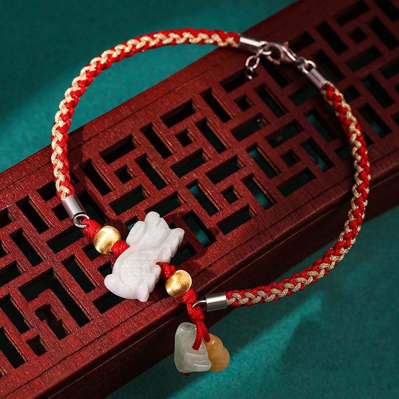 Pulsera de hilo rojo de jade y prosperidad del zodíaco chino Mythstone