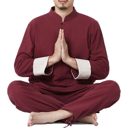 Mythstone Spiritual Zen Meditation Yoga Prayer Practice Cotton Linen Clothing Men's Set