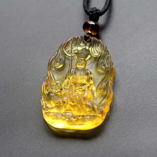 Mythstone Ksitigarbha Buddha Liuli Crystal Serenity Amulet Necklace Pendant