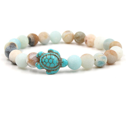 MythStone Natural Stone Sea Turtle Turquoise Blessing Bracelet