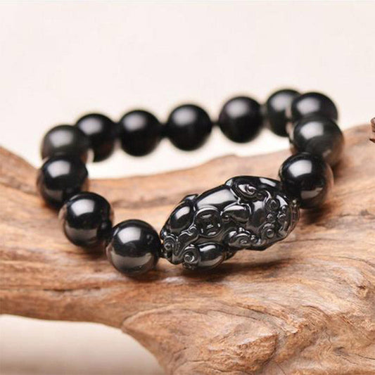 Mythstone FengShui PiXiu Obsidian Wealth Bracelet