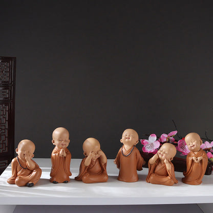 Mythstone Small Mini Meditation Praying Monk Serenity Resin Home Decoration