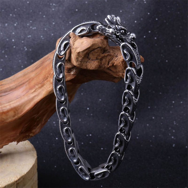 Mythstone Dragon Titanium Steel Luck Bracelet Bangle