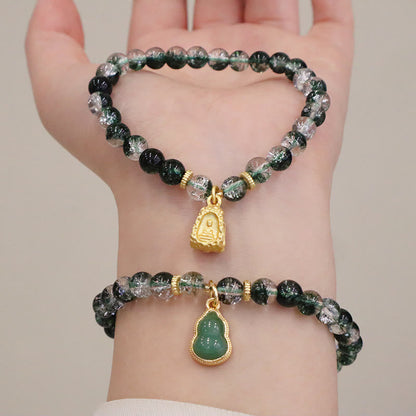 Pulsera con dije de Buda de calabaza con fantasma verde natural de Mythstone 