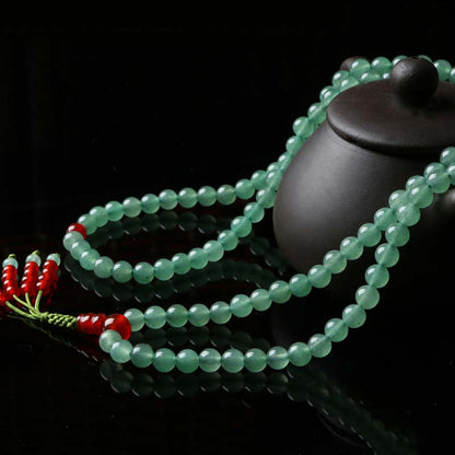 Mythstone 108 Beads Green Aventurine Red Agate Luck Mala Bracelet