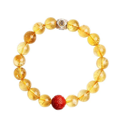 Mythstone Chinese Zodiac Natal Buddha Citrine Cinnabar Blessing Bracelet