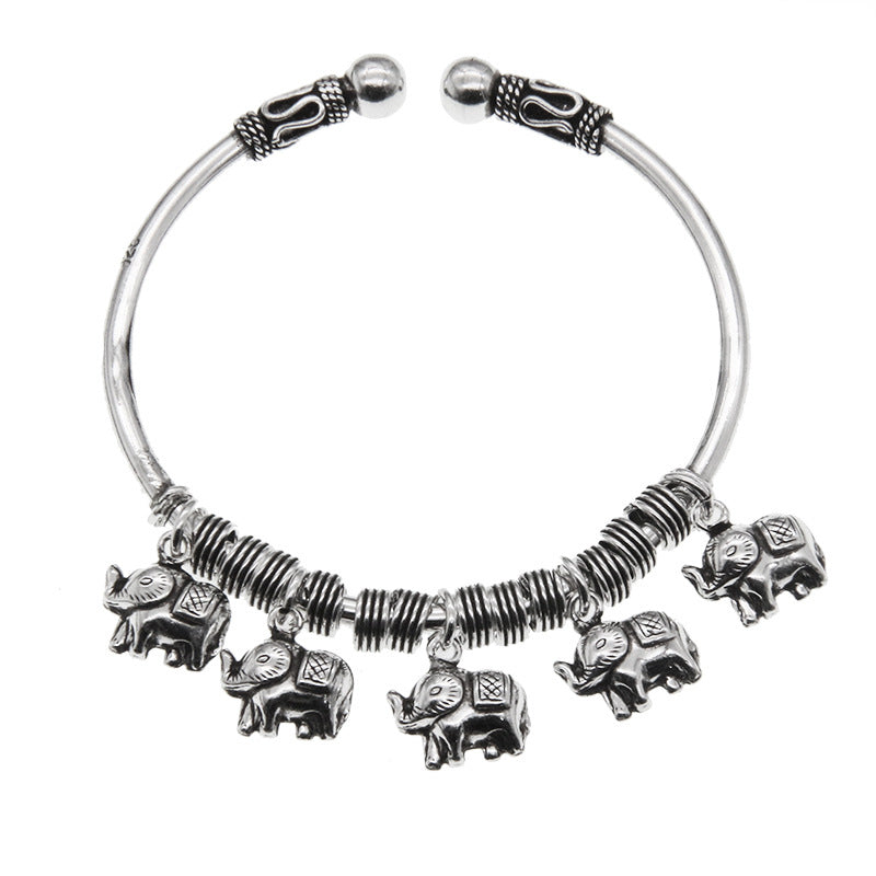 Mythstone 925 Sterling Silver Elephant Strength Bracelet Bangle