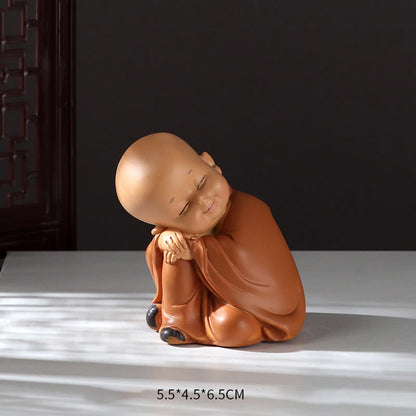 Mythstone Small Mini Meditation Praying Monk Serenity Resin Home Decoration