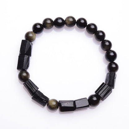 Mythstone Gold Sheen Obsidian Black Tourmaline Wealth Bracelet